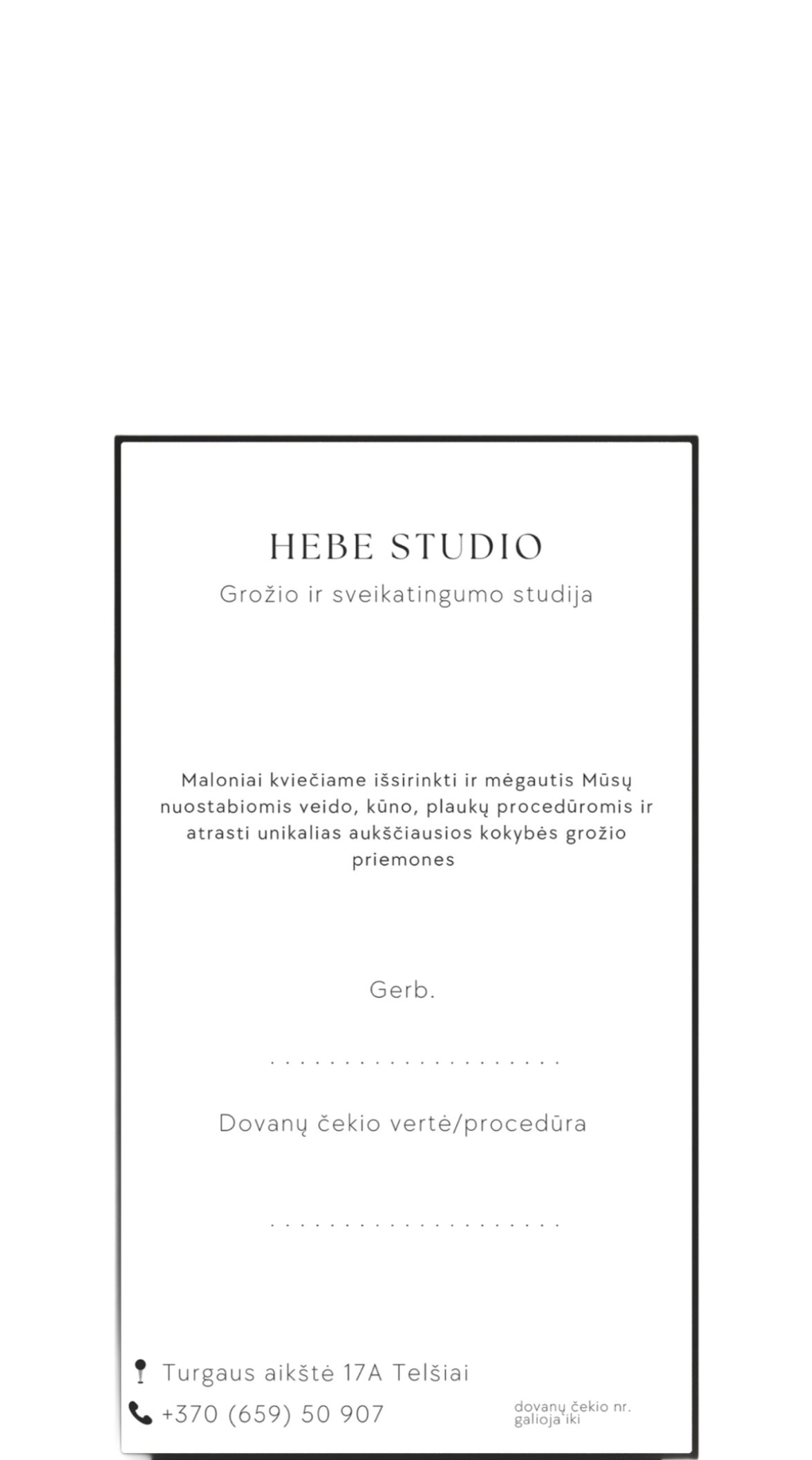 Hebe Studio dovanų kuponas