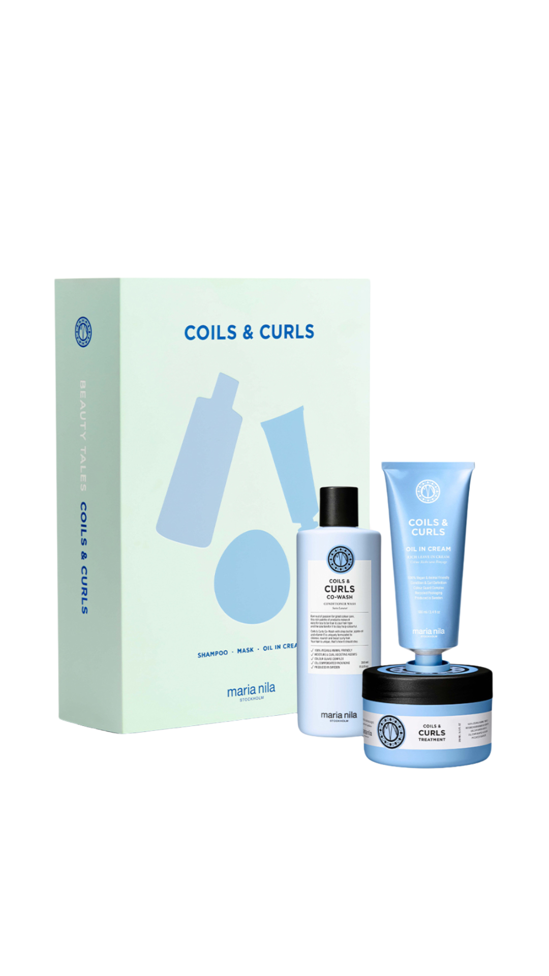 MARIA NILA COILS & CURLS garbanotų plaukų priežiūros rinkinys, 2 PRODUKTAI + 1 DOVANŲ